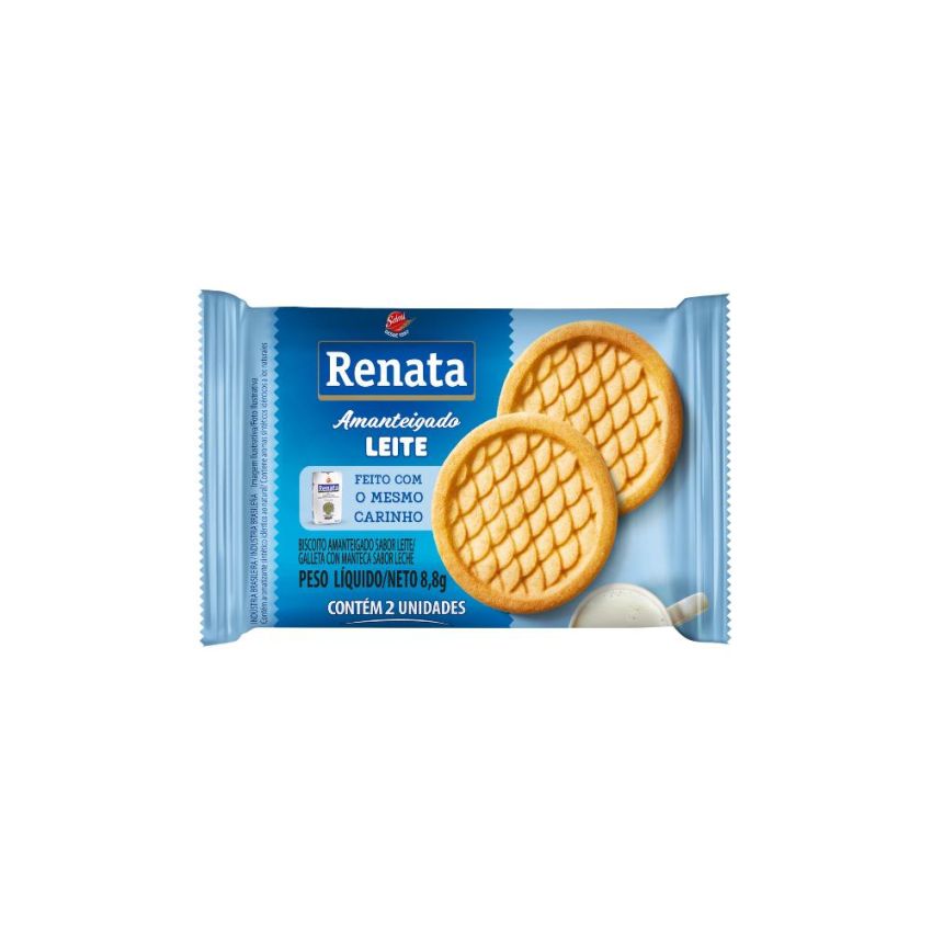 Biscoito Amanteigado Leite 9g cx c/ 280 Saches Renata