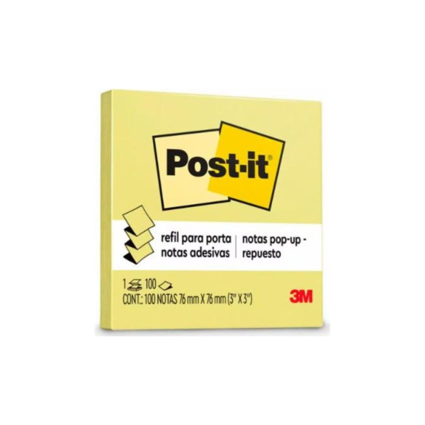 Post-it Pop up Refil 76x76mm 100 Folhas Amarelo  R330 3m