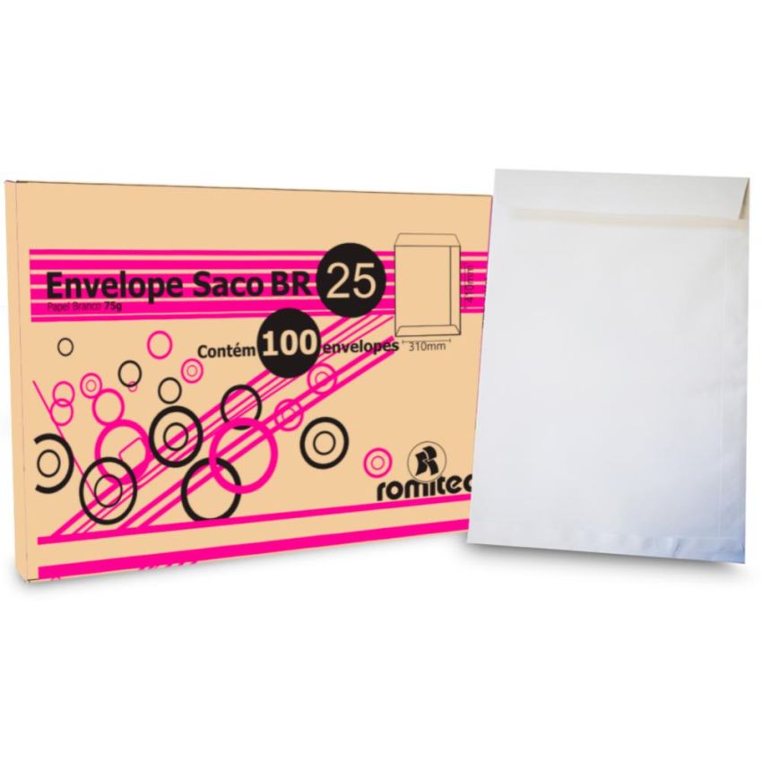 Envelope Saco Branco Br25 176mmx250mm C/100 159r