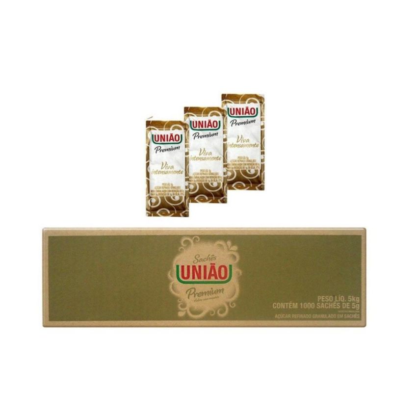 Acucar Refinado Granulado Premium Sache 5g cx c/ 1000 Und Uniao