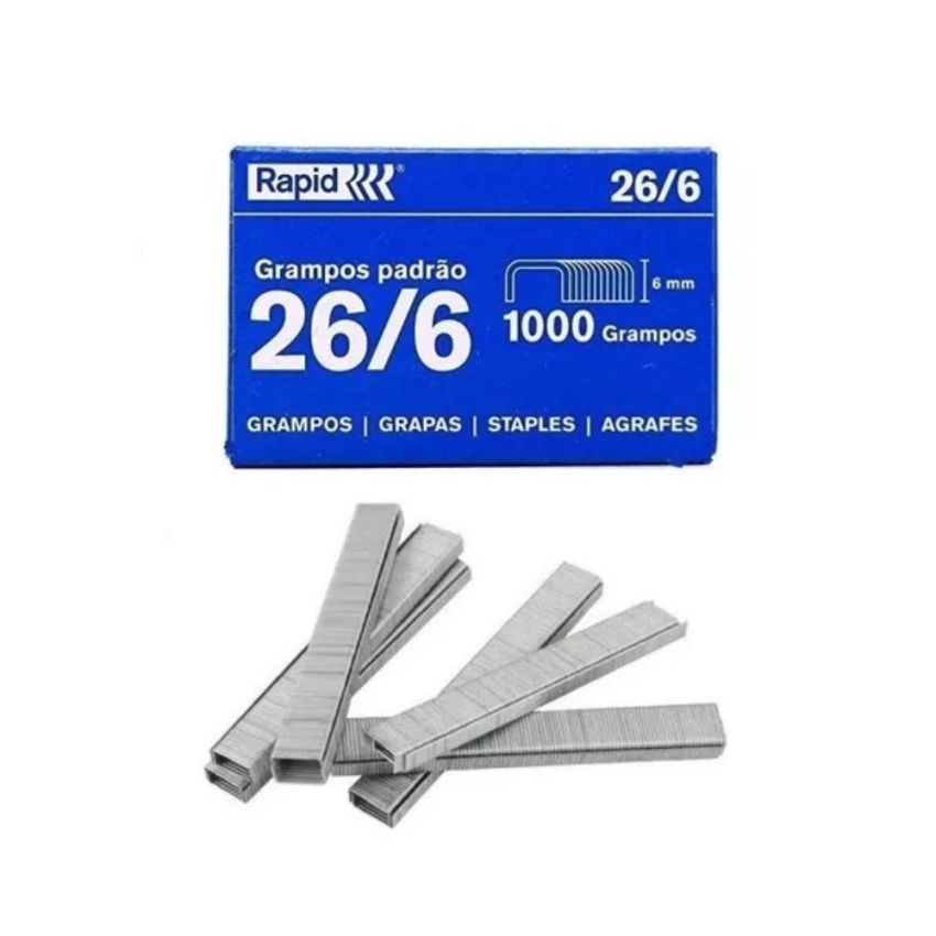 Grampo 26/6 Galvanizado C/1000 Rapid