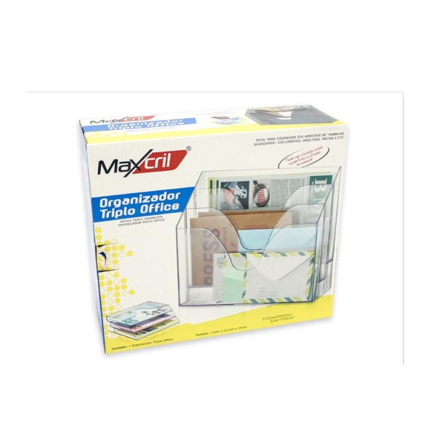 Organizador Triplo Office Cristal Ref 10170008 Maxcril