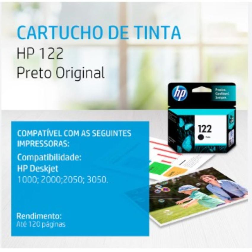 Cartucho de Tinta Original hp 122 Preto Ref Ch561hb  hp
