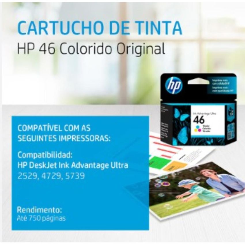 Cabeca de Impressao Original hp 46 Colorido Ref Cz638al hp
