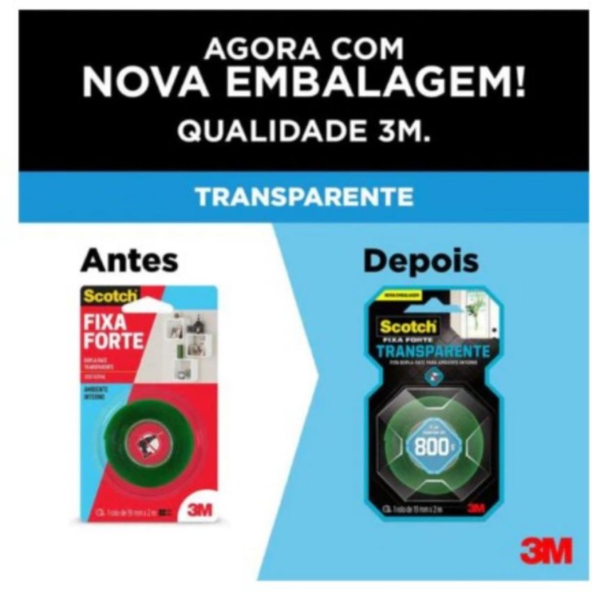 Fita Adesiva Fixa Forte Scotch 19mmx2m Transparente 0890 3m