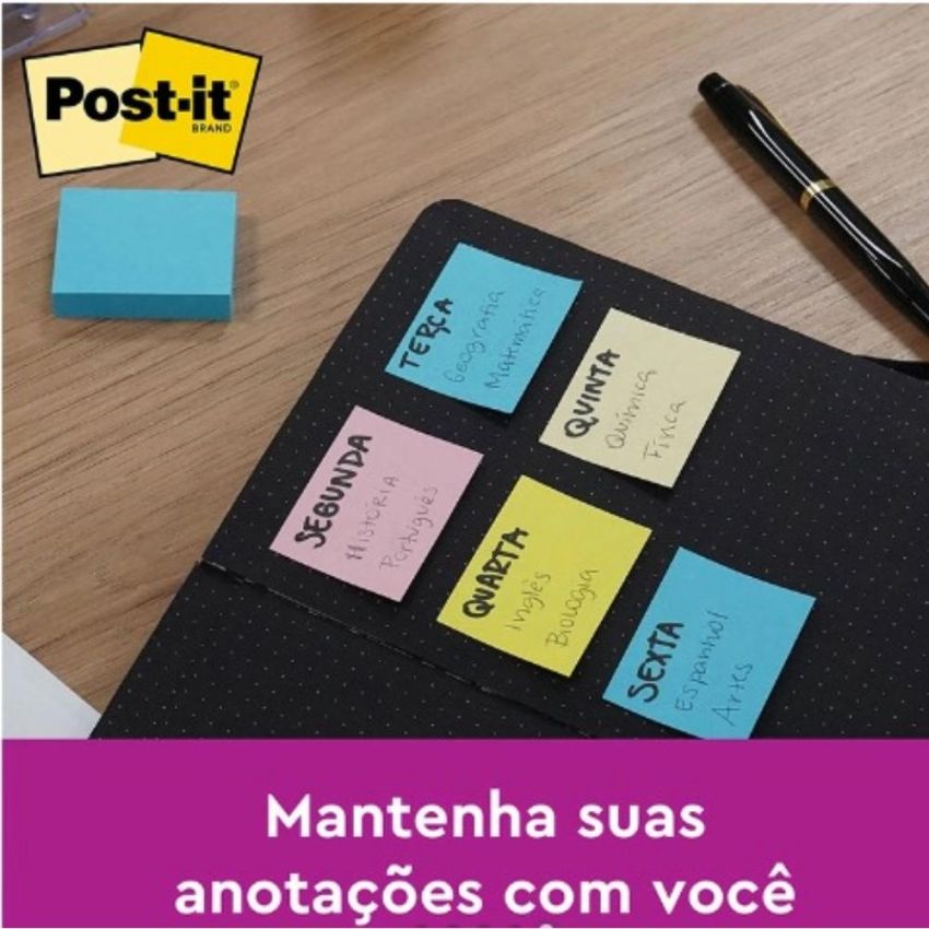 Post-it 4 Blocos 38x50mm 100 Folhas Neon 653 3m