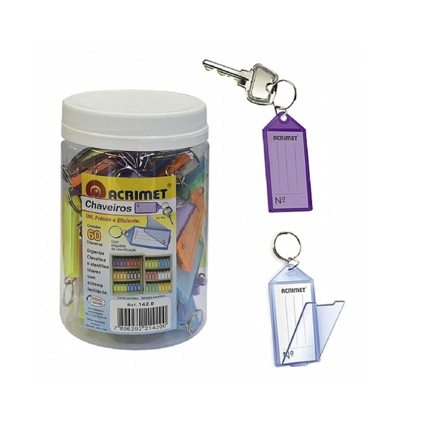 Chaveiro Plastico C/etiqueta Pote C/60 142  Acrimet