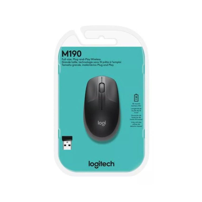 Mouse Optico S/fio 3 Botoes Usb M190 Cinza Logitech
