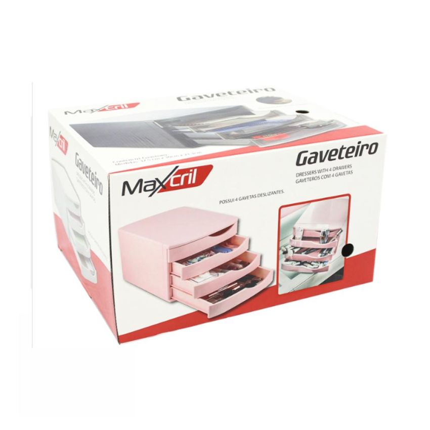 Gaveteiro Plast. of 4 Gavetas Preto/fume Ref 10100004  Waleu