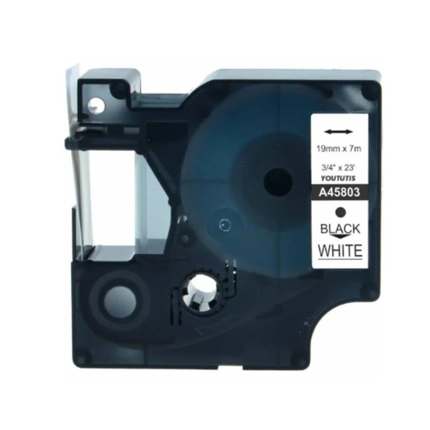 Fita Rotulador 19mm x 7m Preto/branco 45803  Dymo