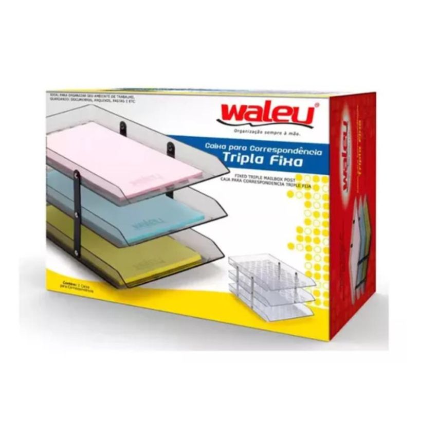 Caixa Correspondencia Tripla Fixa Cristal Ref 10050015  Waleu