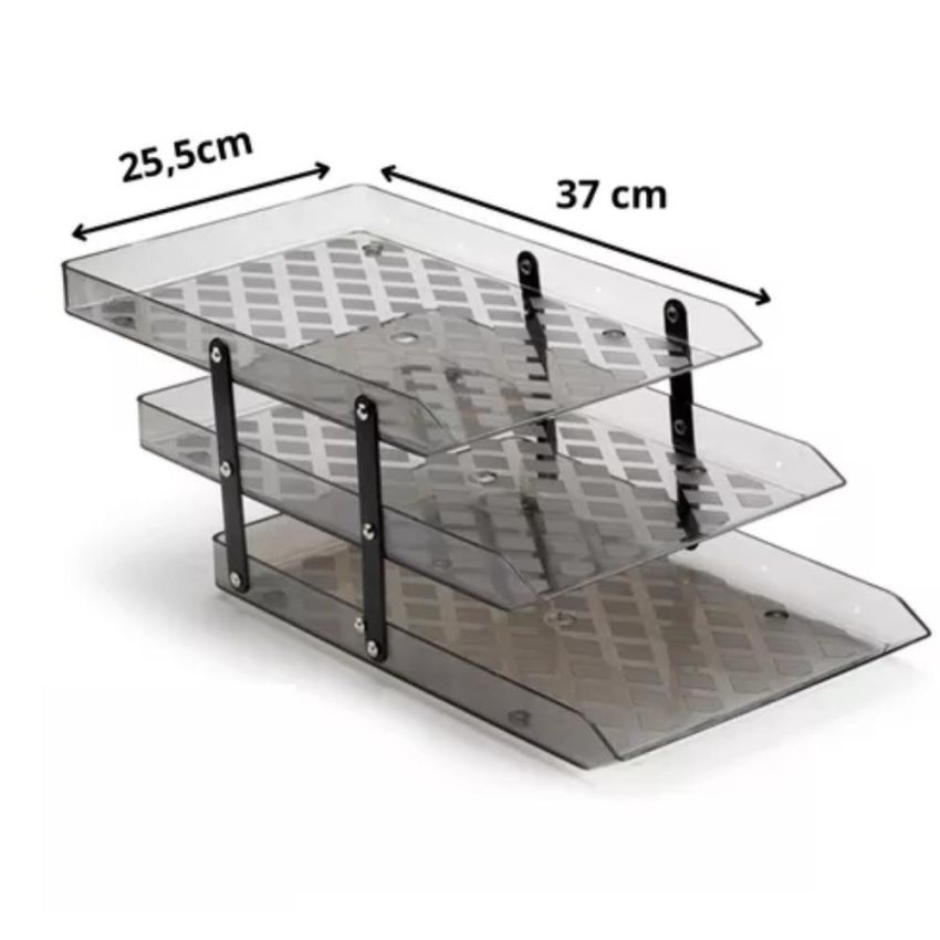 Caixa Correspondencia Tripla Fixa Fume Ref 10050016 Waleu