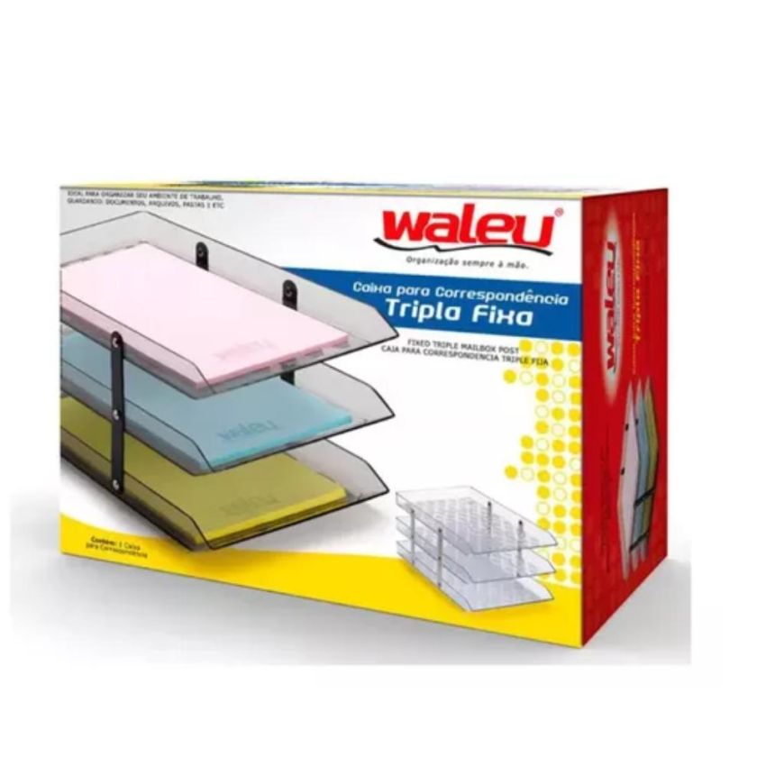Caixa Correspondencia Tripla Fixa Fume Ref 10050016 Waleu