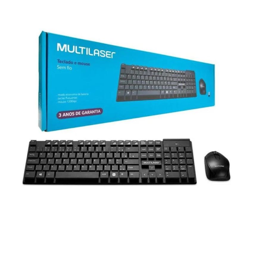 Kit Teclado + Mouse S/fio Teclas Flutuantes Usb Tc251 Preto Multilaser