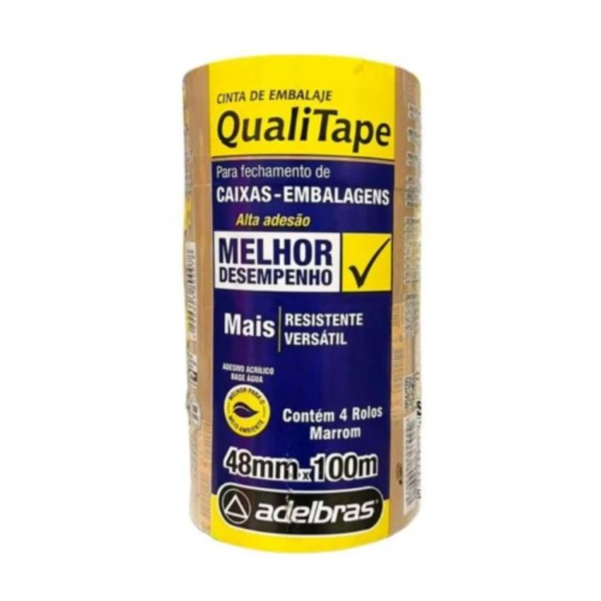 Fita Adesiva Empacotamento Qualitape pp 48mmx100m Marrom 520 Adelbras - PCT c/5