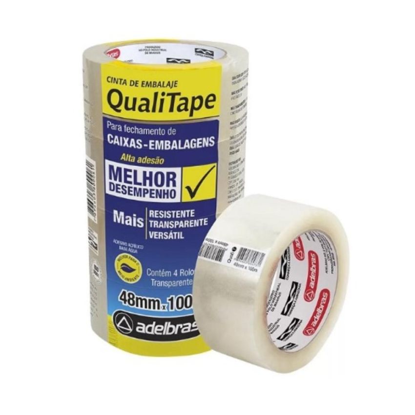Fita Adesiva Empacotamento Qualitape pp 48mmx100m Transparente 520 Adelbras - PCT c/4