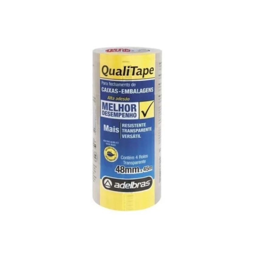 Fita Adesiva Empacotamento Qualitape pp 48mmx45m Transparente 520 Adelbras - PCT c/4