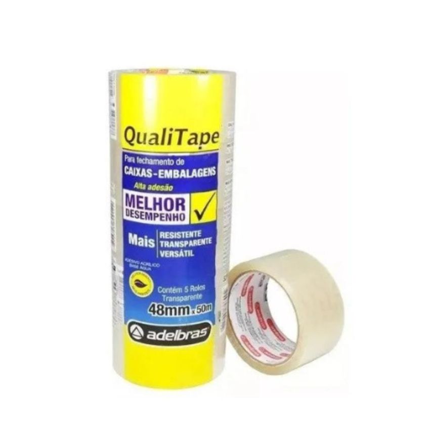 Fita Adesiva Empacotamento Qualitape pp 48mmx50m Transparente 520 Adelbras - PCT c/5