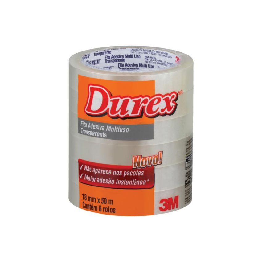 Fita Adesiva Durex 18mmx50m Transparente 3m - PCT c/6