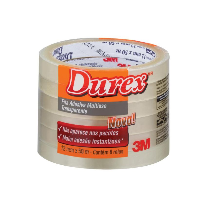 Fita Adesiva Durex 12mmx50m Transparente 3m - PCT c/6
