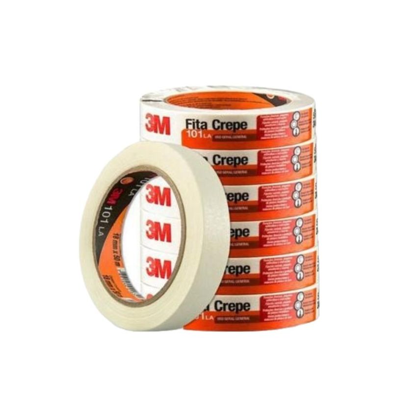 Fita Crepe 101la Uso Geral Rolo 18mm/50m 3m - PCT c/6