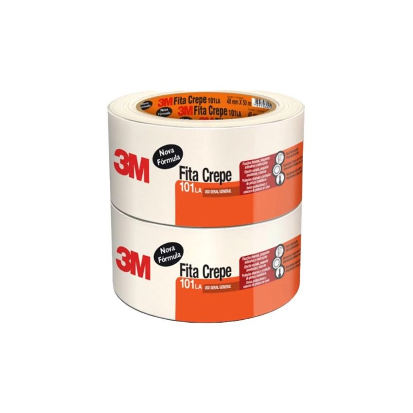 Fita Crepe 101la Uso Geral Rolo 48mmx50m 3m - PCT c/2