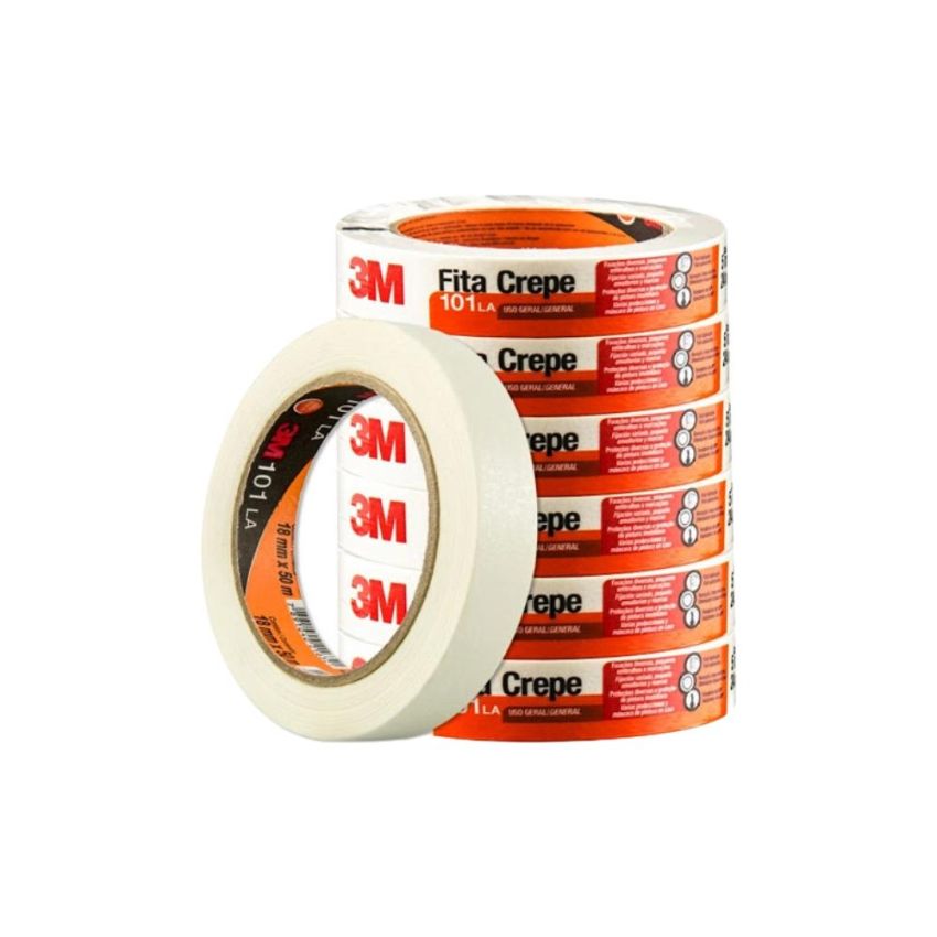 Fita Crepe 101la Uso Geral Rolo 24mmx50m  3mFita Crepe 101la Uso Geral Rolo 24mmx50m  3m - PCT c/5
