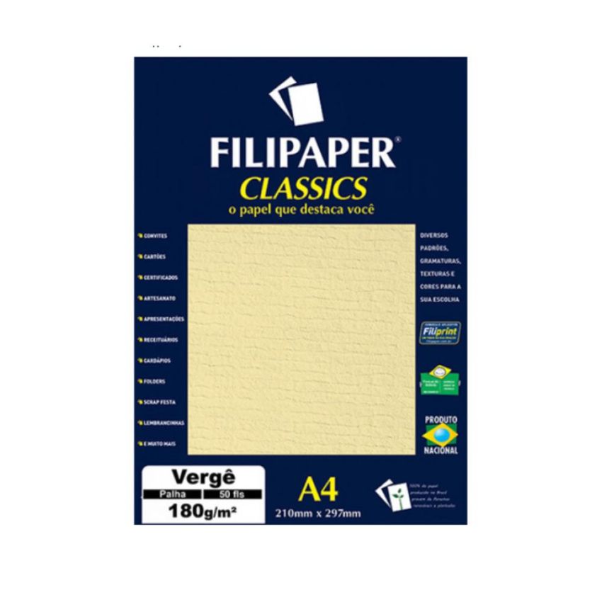 Papel Verge a4 180gr Palha C/50 00983  Filiperson