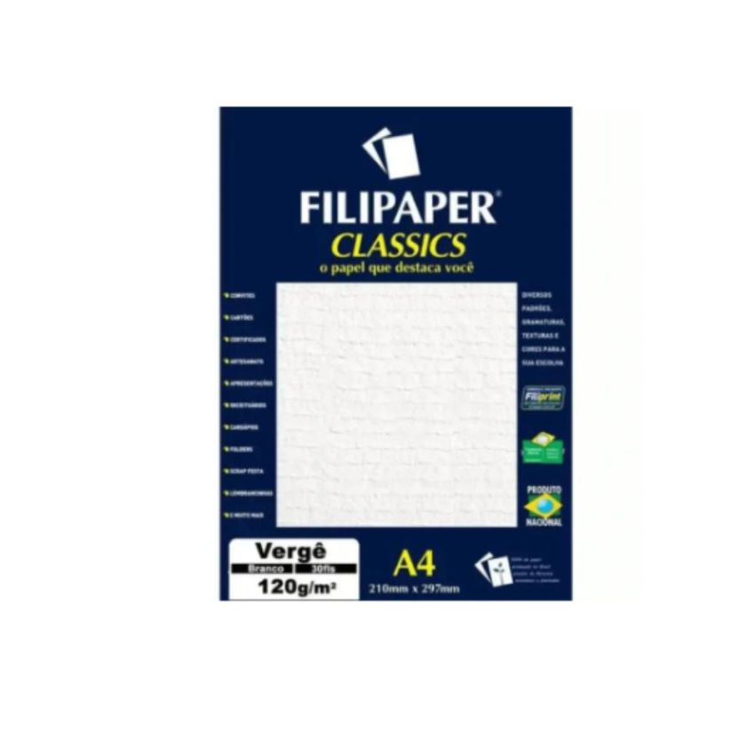 Papel Verge a4 120gr Branco C/30 01869  Filiperson