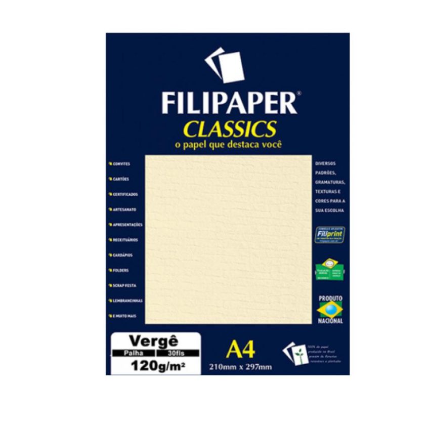 Papel Verge a4 120gr Palha C/30 01871  Filiperson