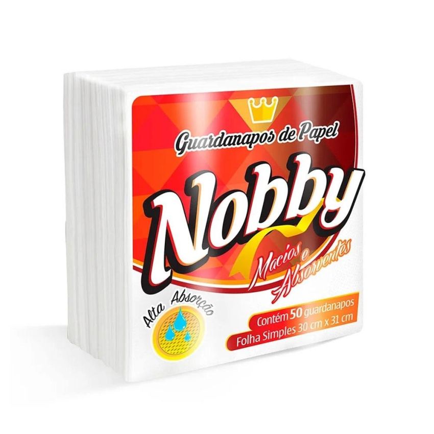 Guardanapo de Papel Folha Simples Extra Luxo 30x31cm c/ 50 Und Nobby