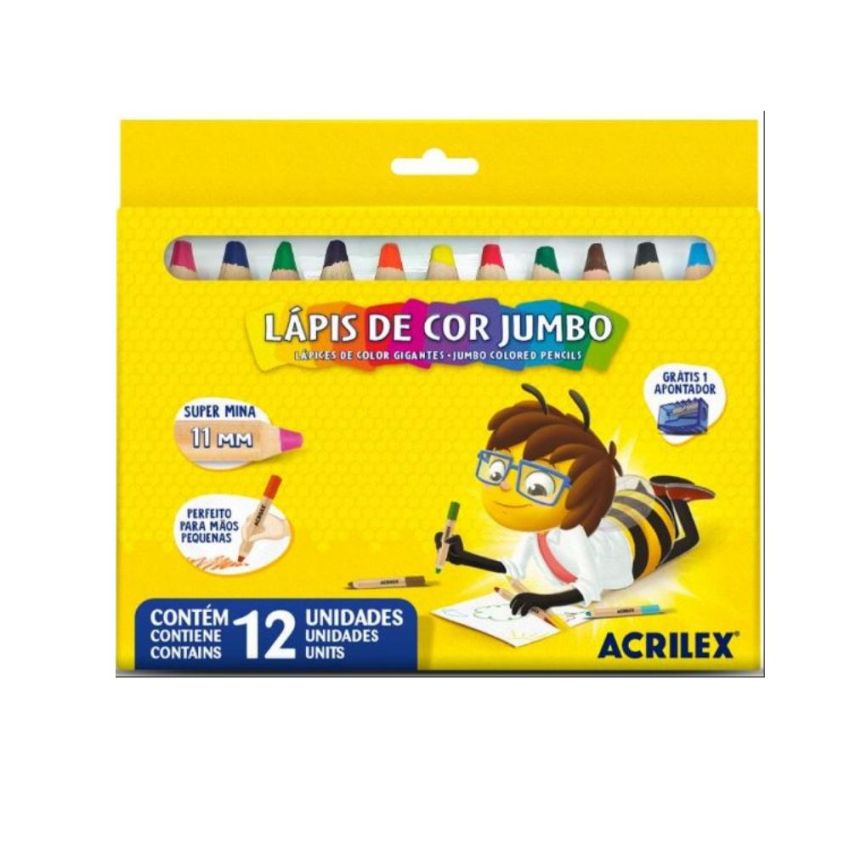 Lápis de Cor Jumbo 12 Cores 09621-0000 Acrilex
