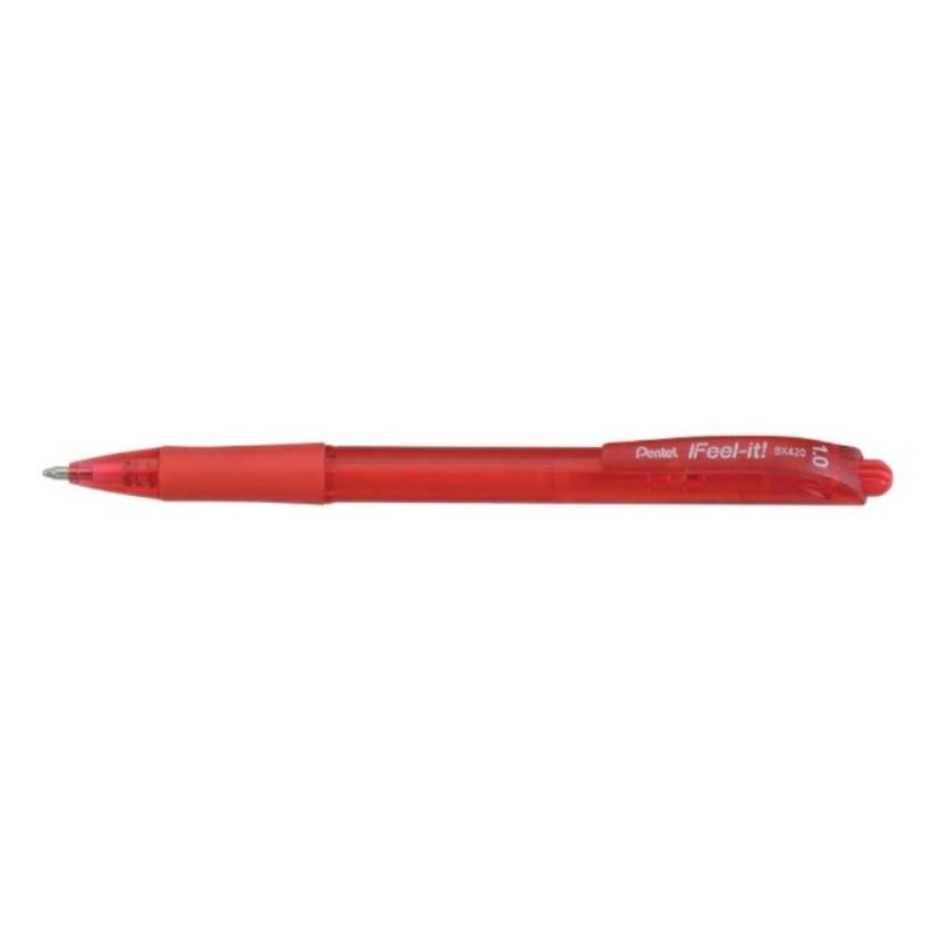 Caneta Esferografica Retratil 1.0 Vermelha Bx420-b Pentel