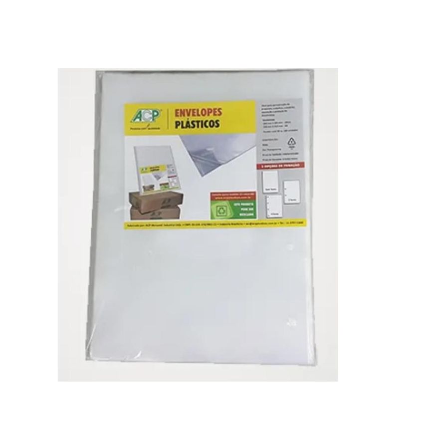 Envelope Plastico Oficio 10mm 2 Furos Pacote C/100 Unid 010/1002f Acp