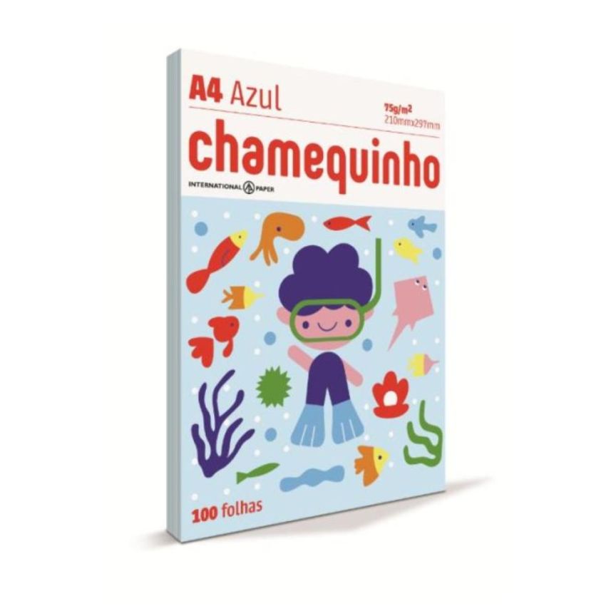 Kit Papel Sulfite Chamequinho Colorido (Amarelo, Azul, Rosa, Verde) 