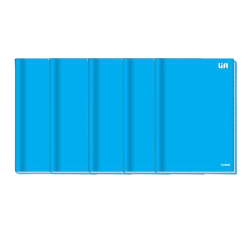 Kit c/ 5 Unidades Caderno Brochura Universitário Lift Capa Dura 96fls Azul Lift 207666 Credeal