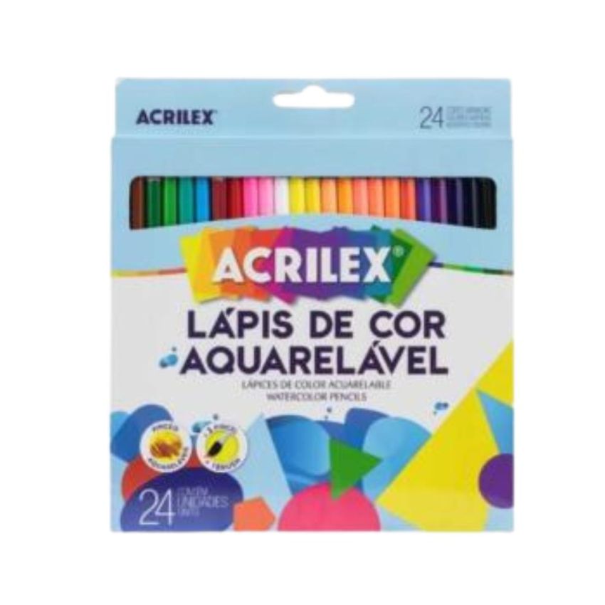 KIT COLORIR ACRILEX COM LÁPIS DE COR, GIZ DE CERA E TINTAS GUACHE, PINTURA A DEDO E COLA COLORIDA