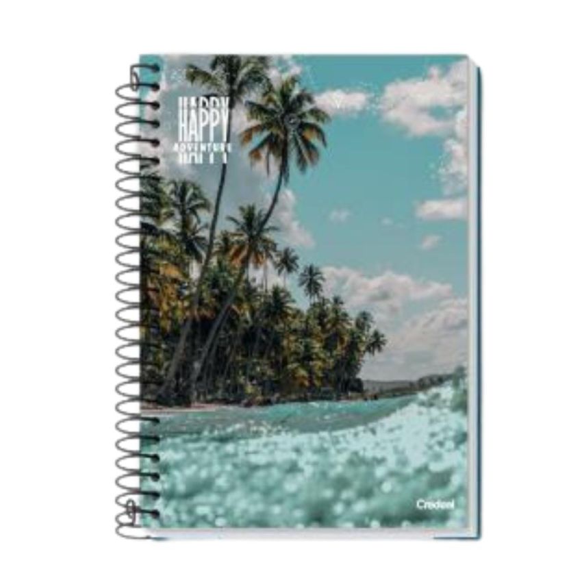 Kit c/ 4 Unidades Caderno Espiral Universitário Happy Capa Dura 96fls 0973-8 Credeal