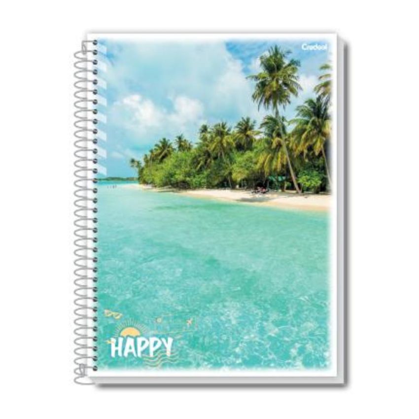 Kit c/ 10 Unidades Caderno Espiral Universitário Happy Capa Flex 96fls 20923-3 Credeal