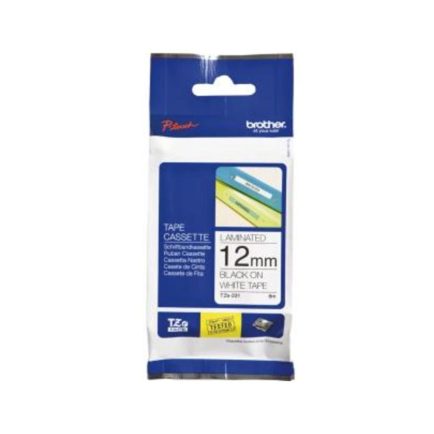 Fita Rotulador 12mm x 8m Preto/branco Tze231 Brother