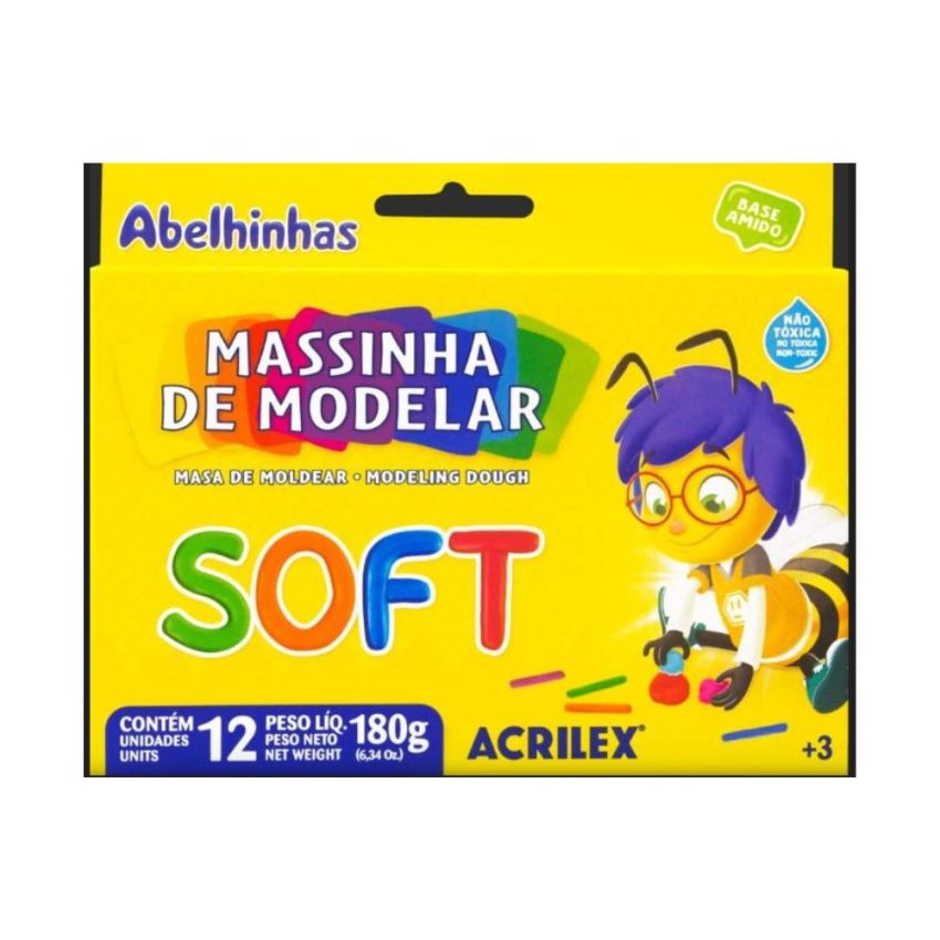 Massa de Modelar Soft 12 Cores 180gr 07312-0000 Acrilex