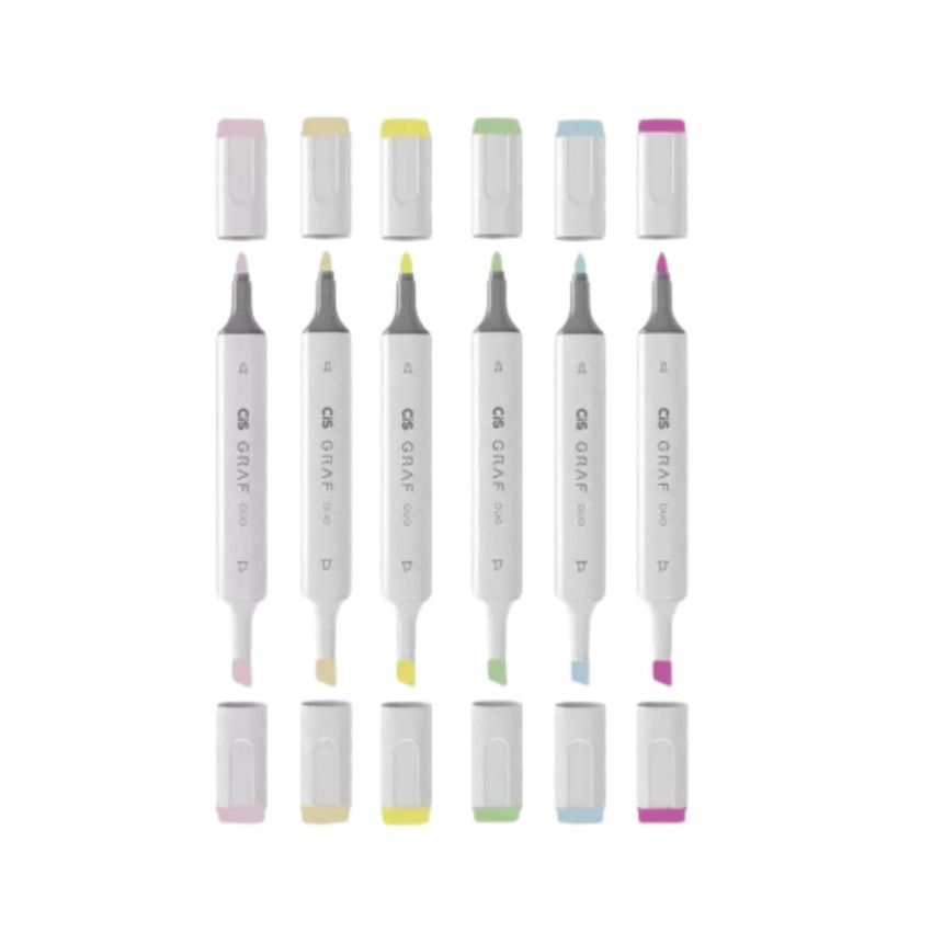 Marcador Graf Duo c/ 06 Cores Tons Pastel 59.7600 Cis