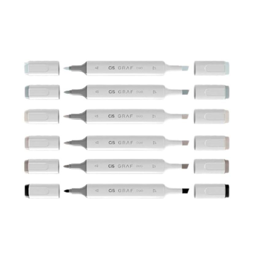 Marcador Graf Duo c/ 06 Cores Tons de Cinza 59.7700 Cis