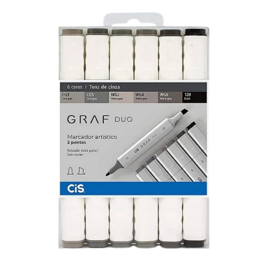 Marcador Graf Duo c/ 06 Cores Tons de Cinza 59.7700 Cis