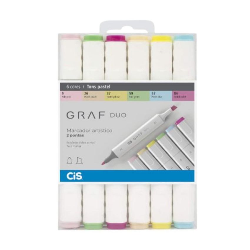Marcador Graf Duo c/ 06 Cores Tons Pastel 59.7600 Cis