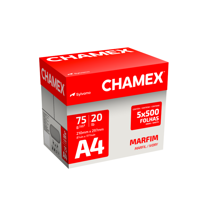 Papel Sulfite Para Impressao  Colorido a4 75gr Marfim 500 Folhas Chamex