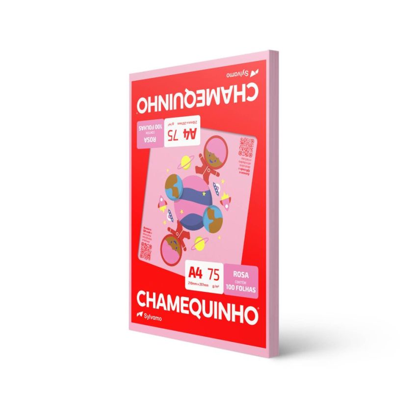 Papel Sulfite Chamequinho a4 75gr  Rosa 100fl Chamex