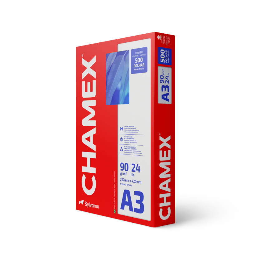Papel Sulfite Para Impressao a3 90gr Branco  500fls Chamex