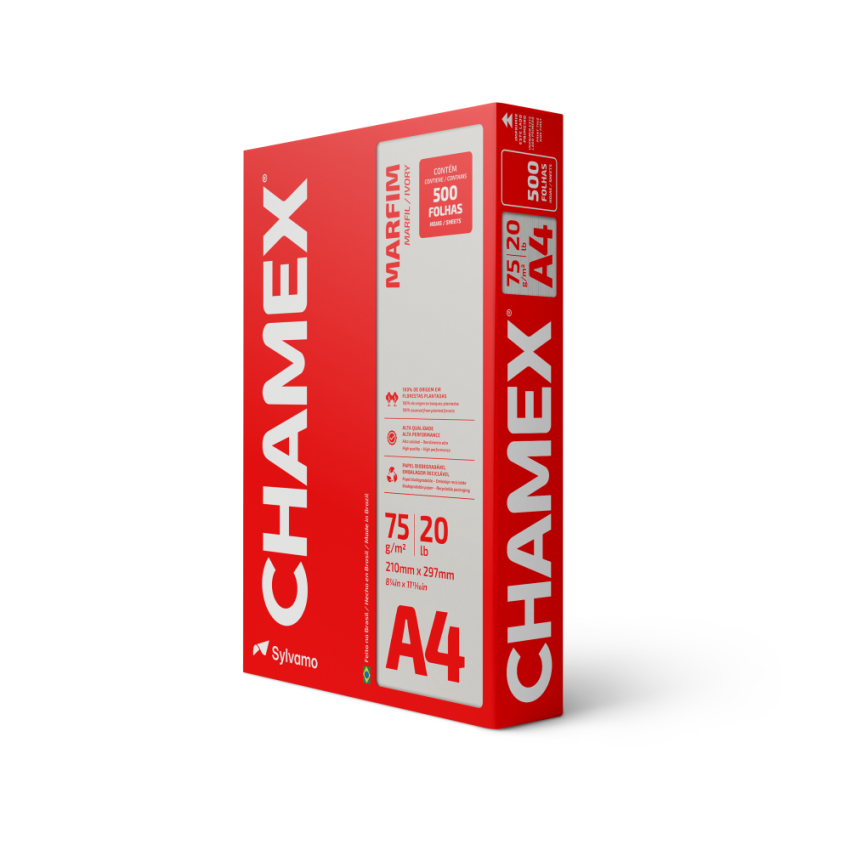 Papel Sulfite Para Impressao  Colorido a4 75gr Marfim 500 Folhas Chamex