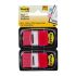 Post-it Flags 25,4x43,2mm 2 Blocos 100 Folhas Vermelho 3m